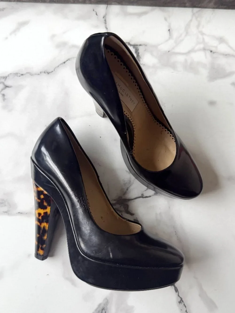 Stella McCartney Black Tortoise Shell Platforms Size 37.5